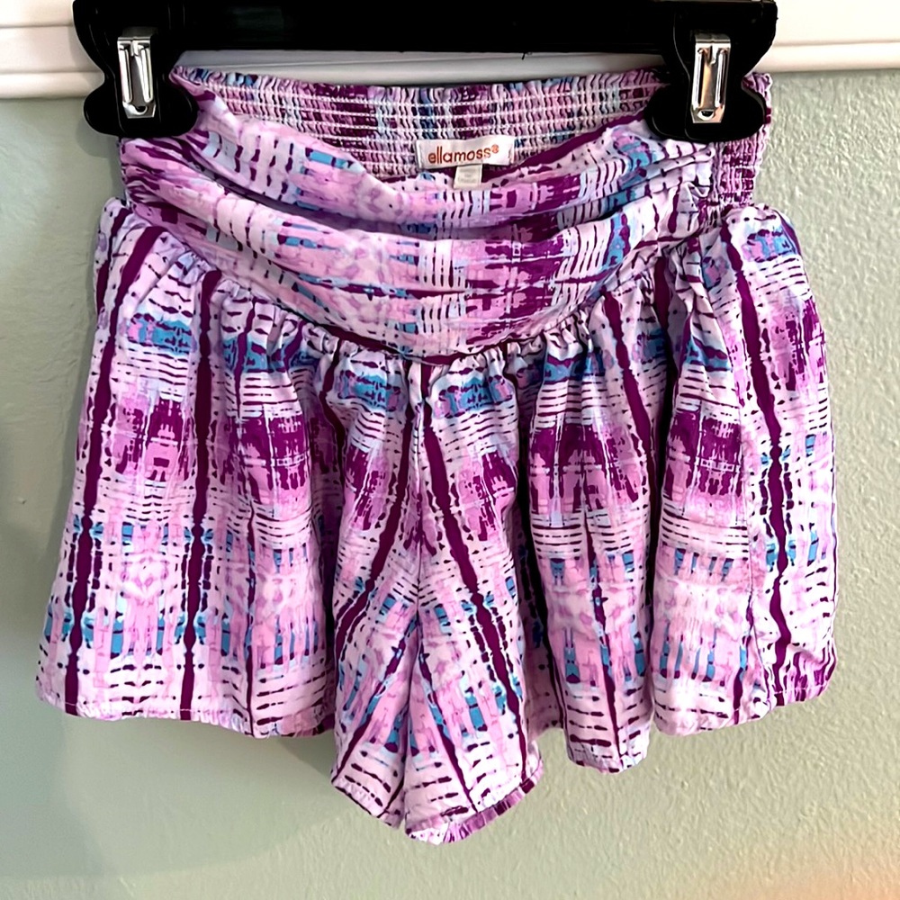Ella Moss girls flowy shorts with liner purple lavender pattern size 10 kids